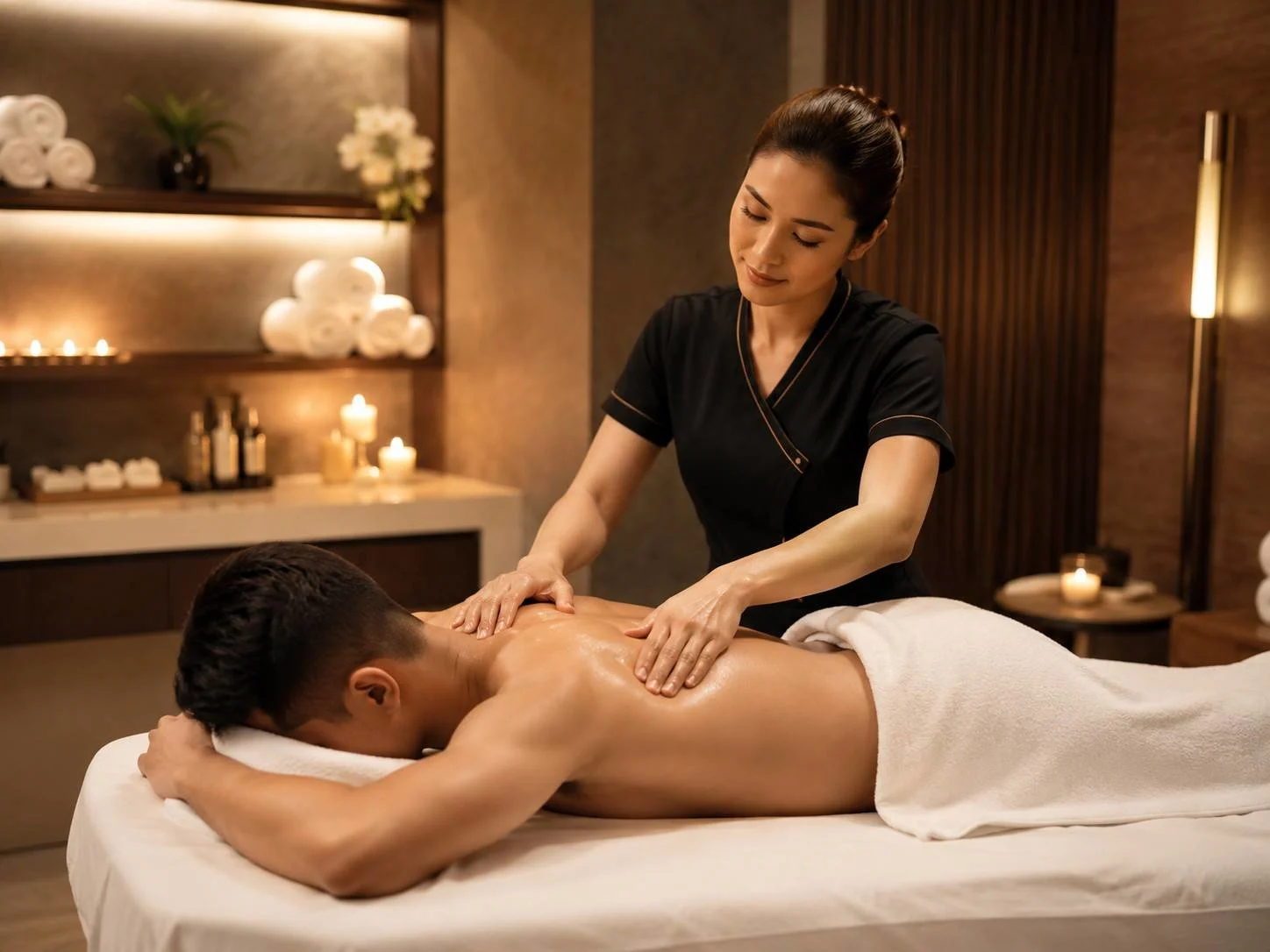 Back and shoulder massage in Gulshan Dhaka private spa room