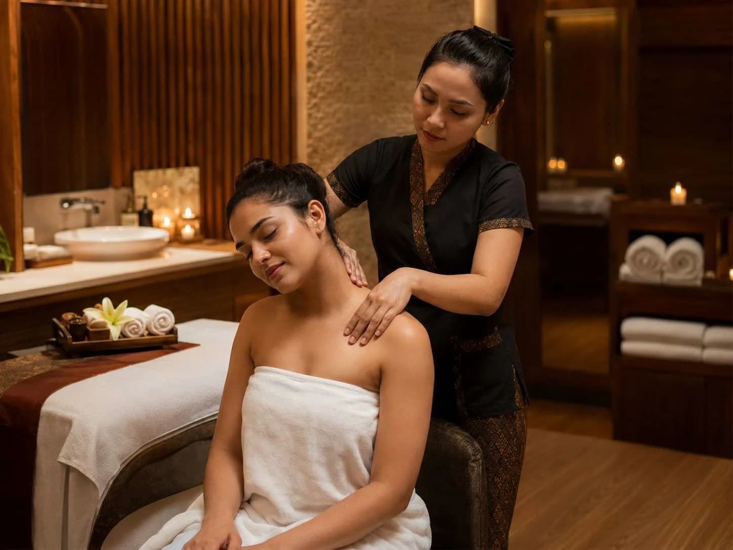 Neck and shoulder massage in Gulshan Dhaka private spa room