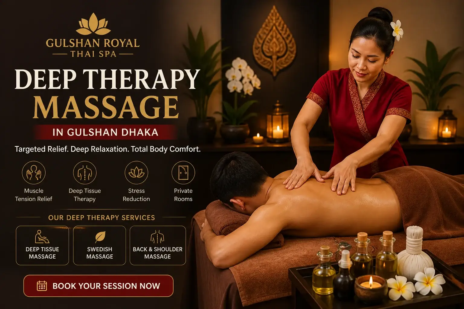 Deep Tissue Massage in Gulshan Dhaka private spa room at Gulshan Royal Thai Spa
