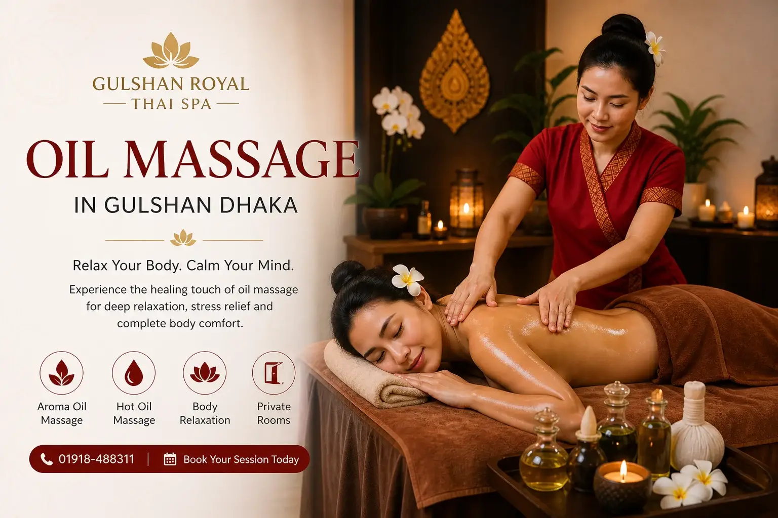 Oil massage services in Gulshan Dhaka private spa room